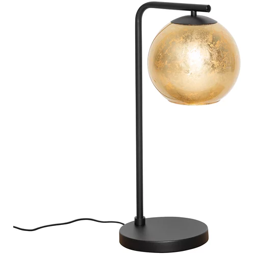 QAZQA Dizajnerska namizna svetilka črna z zlatim steklom - Bert