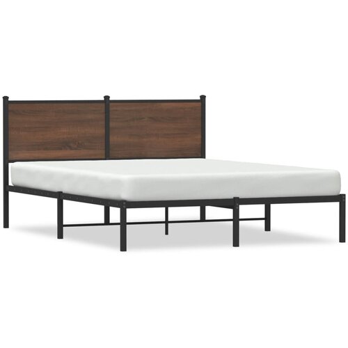 VidaXL Metalni okvir kreveta s uzglavljem smeđa boja hrasta 140x190 cm Slike