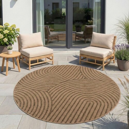 Ayyildiz Carpets Rjava okrogla notranja in zunanja preproga &amp;oslash; 80 cm Timber 1401 &amp;ndash; Slike
