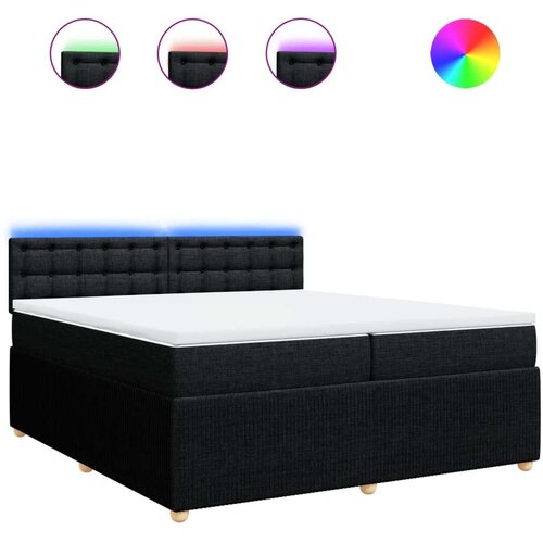 VidaXL Krevet s oprugama i madracem crni 200x200 cm od tkanine Slike