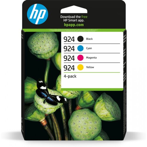 HP 924 4-Pack CMYK(4) Original Ink Cartridge rezervoar s črnilom 4 kosi Standardni donos Črna, Modra, Magenta, Rumena Slike