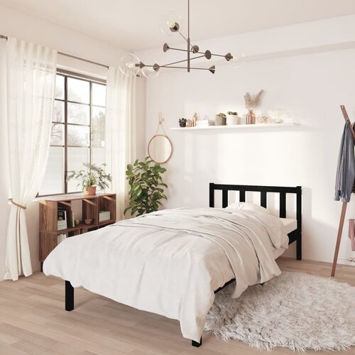 vidaXL Posteljni okvir črn iz trdne borovine 75x190 cm UK Small Single Cene