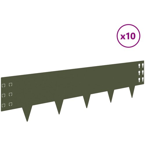  Ograda oko Travnjaka 10 pcs 100 x 25 cm Čelik Maslinastozelena Slike