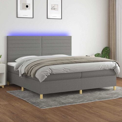  box spring s madracem LED tamnosivi 200x200 cm tkanina Cijene