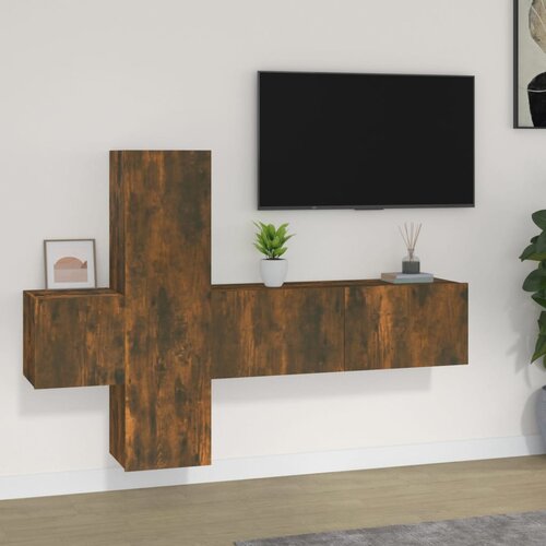  The Living Store Komplet TV omaric 3-delni dimljen hrast konstruiran les - Komplet TV Omaric, (21555915) Cene