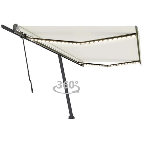  Tenda na ručno uvlačenje s LED svjetlima 500x350 cm krem Cijene