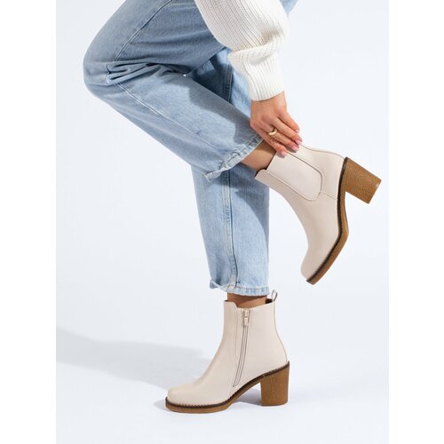 SHELOVET Classic beige stiletto ankle boots Slike