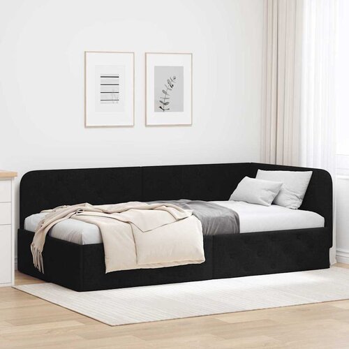  Kutni okvir kreveta Crna 90 x 200 cm tkanina Cijene
