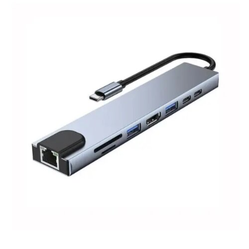 Linkom adapter-konvertor usb-c na hdmi + 2 x usb 3.0 + tf/sd + 2 x tip c + RJ45 Slike