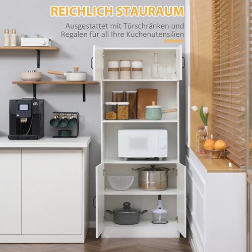  Kuhinjski ormarić kuhinjska kredenca seoski stil 2 ormarića 2 police 70 cm x 40 cm x 170 cm bijela + crna Slike