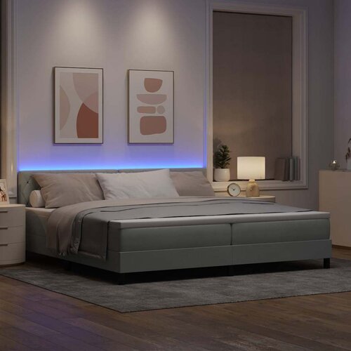  LED Box Spring Krevet Svijetlo siva 200 x 200 cm Bar&amp;scaron;un Slike