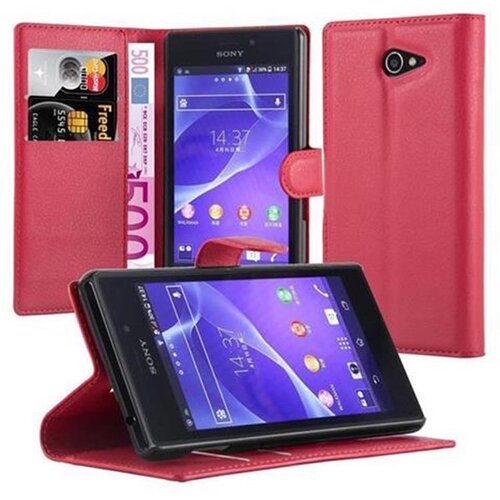 Cadorabo Sony Xperia M2/M2 AQUA v rdeče sladkorno jabolko - Zaščitni ovitek z magnetnim zapiranjem, stoječo funkcijo in režo za kartice, (20551289) Cene