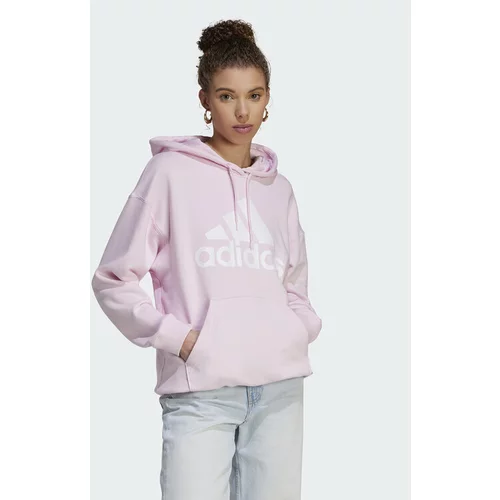 Adidas Jopa Essentials Big Logo Oversized French Terry Hoodie IL3319 Roza Loose Fit