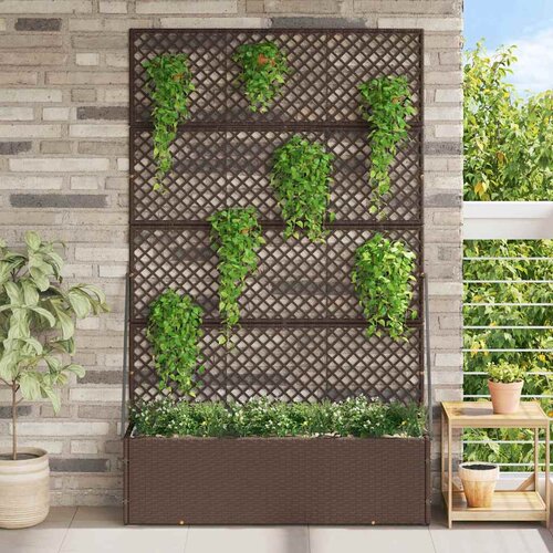 VidaXL Cvetlično korito Rjava 105 x 30 x 170 cm Kovina Slike