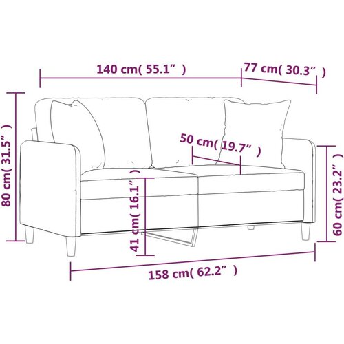 vidaXL Kavč dvosed z blazinami temno siv 140 cm blago Cene