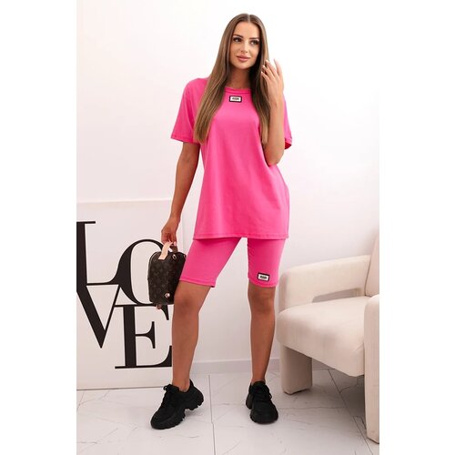 Kesi Włoski Women&amp;#039;s cotton set with short sleeves and shorts pink Slike