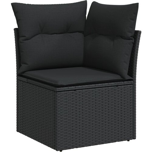 VidaXL Kutna vrtna sofa s jastucima crna od poliratana Slike