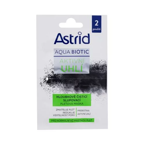 Astrid Aqua Biotic Active Charcoal Cleansing Mask maska za globinsko čiščenje z aktivnim ogljem 2x8 ml za ženske