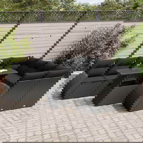 vidaXL 9-dijelni set vrtnih sofa s jastucima crni od poliratana Cijene