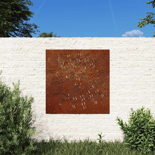  Vrtni zidni ukras 55 x 55 cm od čelika COR-TEN s uzorkom sunca Slike