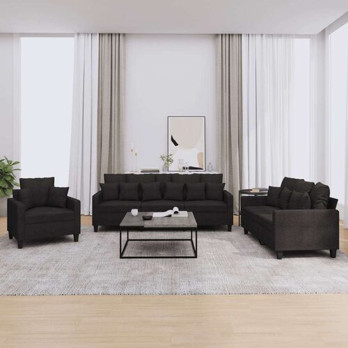  3-dijelni set sofa s jastucima crni od mikrovlakana Cijene