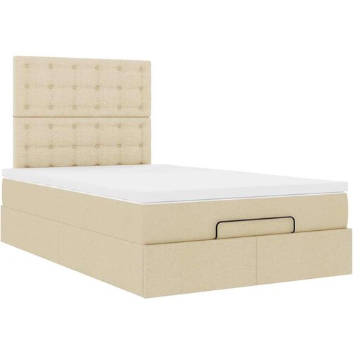 vidaXL Otomanski posteljni okvir z vzmetnico krem 120x190 cm blago, (21607831) Cene