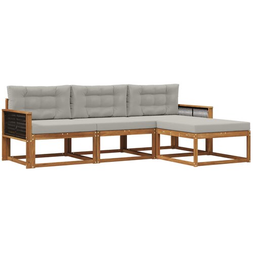 vidaXL Zunanja garnitura za sedenje 4 pcs Naravna in svetlo siva, (5000281863) Cene