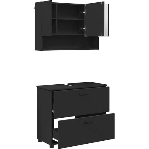  Set namje&amp;scaron;taja za kupaonicu 2 kom. Crna 76,5 x 35 x 64 cm Slike