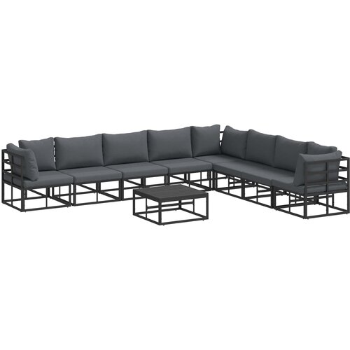  Sjedeća garnitura za vrt 9 kom. Crna Aluminij 353 x 283 x 71 cm Slike