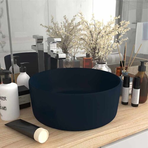  Luksuzni okrugli umivaonik mat tamnoplavi 40 x 15 cm keramički Cijene