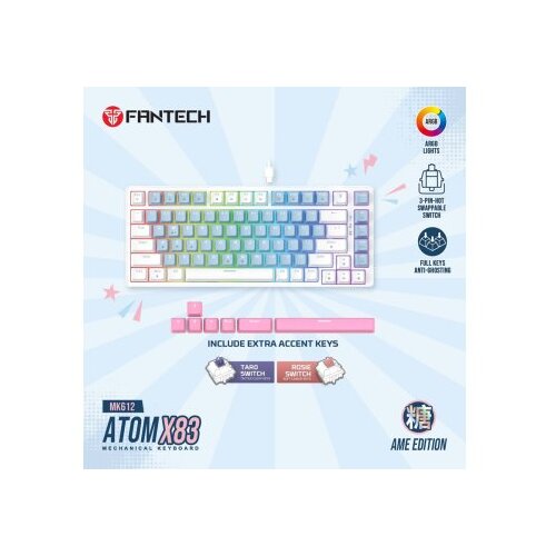Fantech tastatura mehanička gaming MK612 atom x83 ame plava (taro switch) Slike