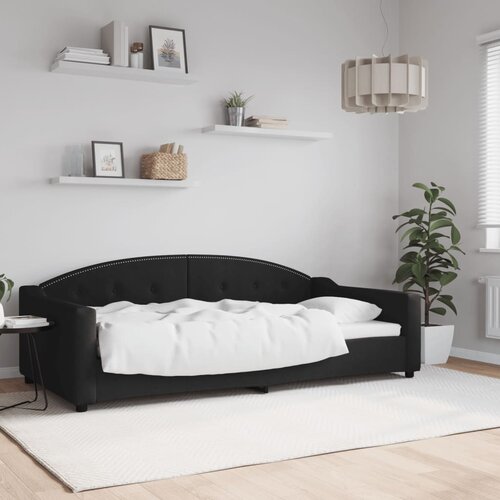 VidaXL Dnevni krevet crni 100 x 200 cm od tkanine Slike