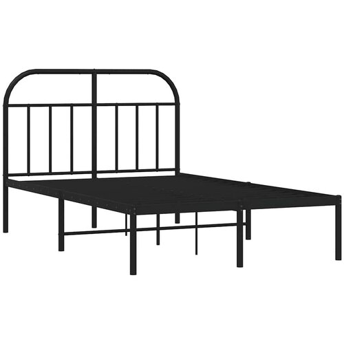  Metalni okvir za krevet s uzglavljem crni 120x190 cm Slike