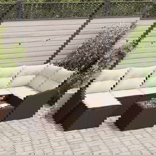  6-dijelni vrtni set za blagovanje s jastučićima sivi poli ratan Cijene