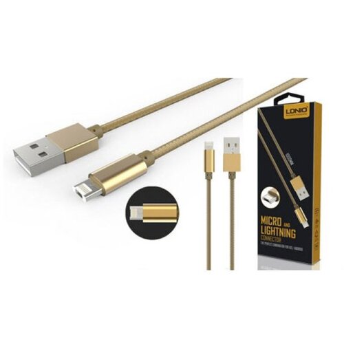 Ldnio usb kabal LC88 2in1 lightning/micro 1m zlatni Slike