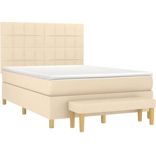  Krevet s oprugama i madracem krem 140x200 cm od tkanine Slike