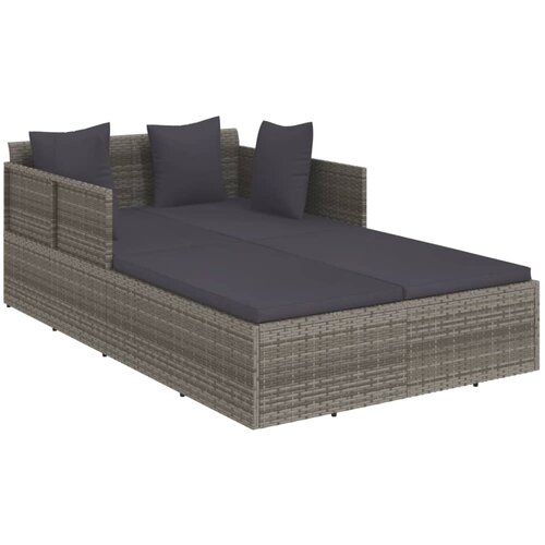 Maison Chic Ležalnik - Sončna ležalnik z blazino siv 182x118x63 cm poli ratan, (22057588) Slike