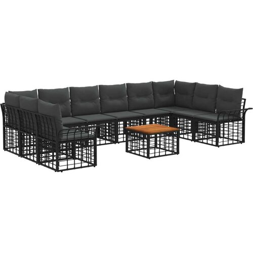  Set vanjskih sofa 11 pcs Crna i tamno siva Poliester - Crna i tamno siva sa stolom Cene