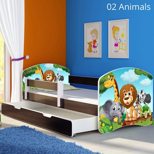 ACMA Dječji krevet s motivom, bočna wenge + ladica 140x70 cm - 02 Animals Cijene