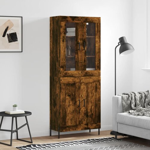 vidaXL Visoka komoda dimljeni hrast 69 5x34x180 cm konstruiranog drva Cijene