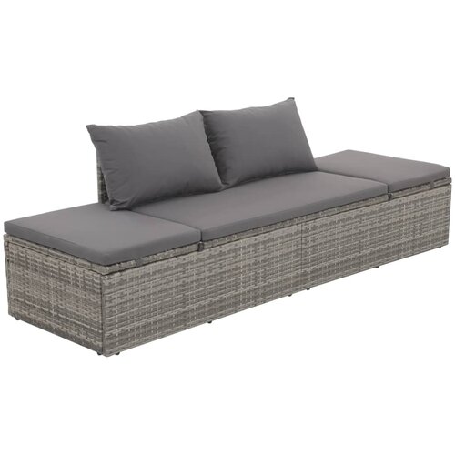 The Living Store Vrtna postelja poli ratan 195x60 cm siva - Ležalnik, (21470729) Slike
