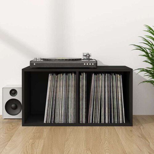 vidaXL Kutija za pohranu vinilnih ploča crna 71 x 34 x 36 cm drvena Cijene