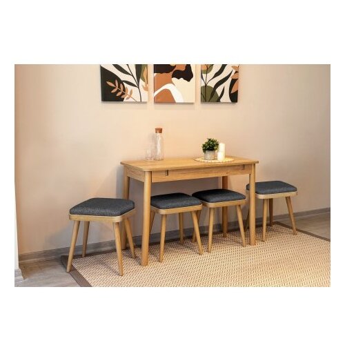 Hanah home vina mini 06 1053 oak anthracite set : sto, stolice i klupa Cene