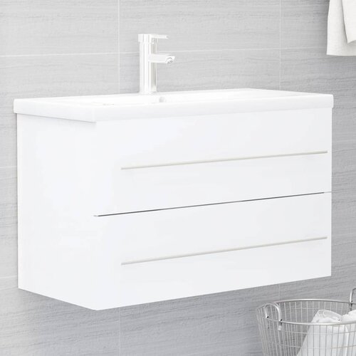 Ormarić za umivaonik bijeli 80 x 38,5 x 48 cm konstruirano drvo Cene