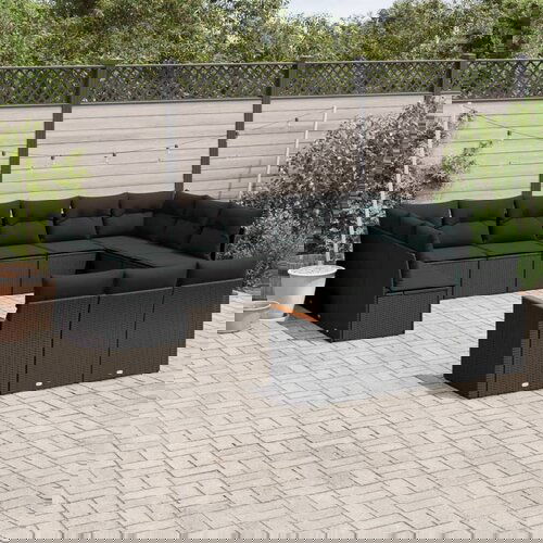 VidaXL 13-dijelni set vrtnih sofa s jastucima poliratan crni Slike