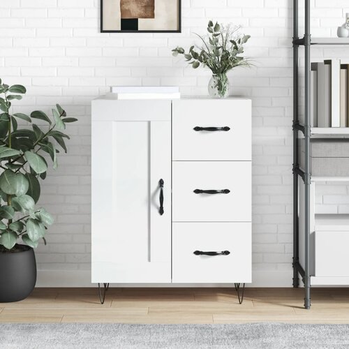 vidaXL Komoda visok sijaj bela 69,5x34x90 cm inženirski les Cene