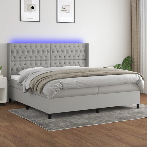  Krevet box spring s madracem LED svjetlosivi 200x200 cm tkanina Cijene