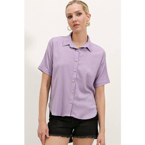 Bigdart 20181 Gold Buttoned Knitted Shirt - Lilac Cene