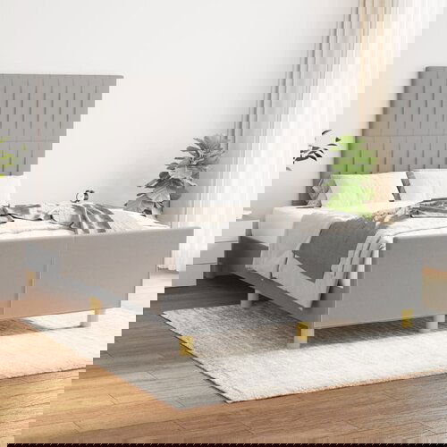  The Living Store Posteljni okvir z vzglavjem svetlo siv 120x190 cm tkanina - Posteljni Okvir Z Vzglavjem, (21532092) Cene