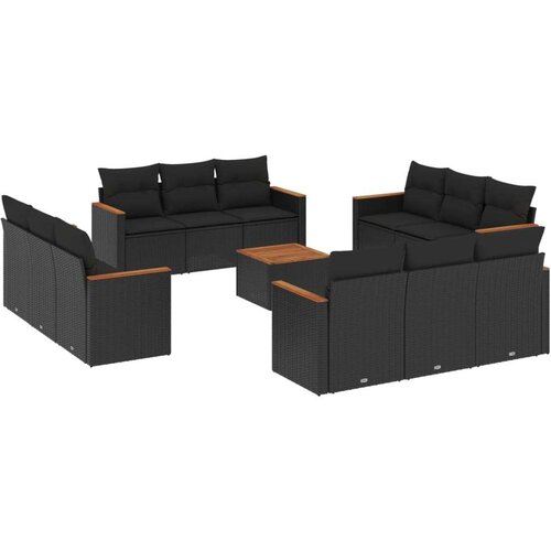 vidaXL 13-dijelni set vrtnih sofa s jastucima poliratan crni Cijene